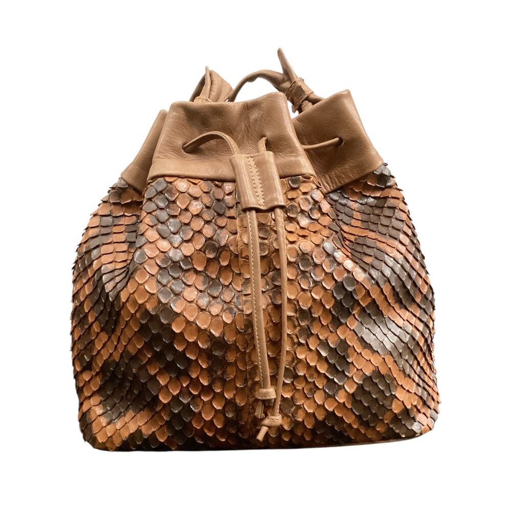 VTG Aleda Borse Bag Women’s One Size Anaconda Snake Skin Shoulder Style Brown